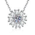 S925 Sterling Silver Moissanite Necklace, High-End Diamond-Sunflower Snowflake Pendant, Luxurious-0-3