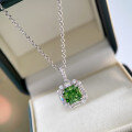 wholesale S925 Sterling Silver Small Fresh Apple Green Ice-Cut Necklace for Women with Colored Gemstone Pendant, Direct Factory Supply-0-0