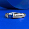 wholesale S925 Sterling Silver Royal Blue Simulated Diamond 5*6 High-End Fashionable Square Ring-0-1