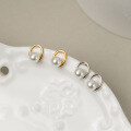 wholesale S925 Sterling Silver Minimalist Synthetic Pearl Round Stud Earrings Exquisite Temperament Ins Style Women's Earrings M03190-0-1