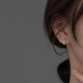 wholesale S925 Silver Minimalist Geometric Square Double-Layer Hollow Unisex Fashion Trendy Ear Clasp M00842-0-3