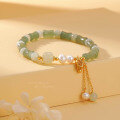 wholesale S925 Sterling Silver New Chinese Style Bamboo Pattern Peace Message Hetian Jade Bracelet for Women with Tassels Bamboo Knot Retro High-End Hand Accessory-0-1