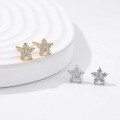 wholesale 925 Sterling Silver Small Floral Stud Earrings With Zircon, Ins Style, Wholesale In Stock-0-1