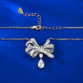 wholesale S925 Sterling Silver European and American New Style Bow Pendant Necklace for Women, Light Luxury Daily Fashion Wholesale-0-4