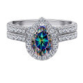 wholesale S925 Sterling Silver 15ct Pear-Shaped Moissanite Ring Set for Women High-End Stackable Rings Jewelry for Men-0-18