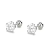 wholesale 925 Silver Chinese Style Earring Series For Women Screw-back Ear Cartilage Studs In Pure Silver Wholesale-Small flower single pure silver