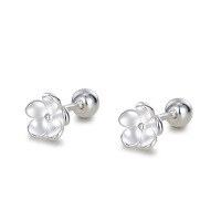 wholesale 925 Silver Chinese Style Earring Series For Women, Screw-back Ear Cartilage Studs In Pure Silver Wholesale-Small flower single pure silver