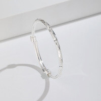 wholesale 999 Sterling Silver Starlight Bracelet for Women, Pure Silver with a Rippling Sparkle, Small Batch Design Bangle-Pure Silver Gypsophila Bracelet Pure Silver