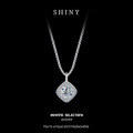 Sterling Silver Cubic Zirconia Full Diamond Simple Pendant Necklace-0-5
