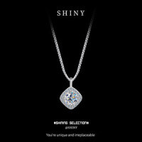 Sterling Silver Cubic Zirconia Full Diamond Simple Pendant Necklace-S925 sterling silver + 50 points of iridescent green Moissanite  925 silver