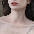 wholesale 925 Silver Japanese Minimalist Vintage Pendant Necklace for Women, Dainty Collarbone Chain with Natural Rose Quartz, One-Piece Drop Shipping-0-1