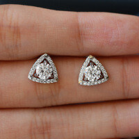 S925 Silver Moissanite Geometric Triangle Earrings-50 points (D color moissanite)  925 silver