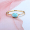 wholesale Sterling Silver Japanese-style Luxury Jewelry Exquisite Natural Larimar Zircon Ring Ultra-minimalist Larima Wholesale from Manufacturer-0-1