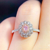 wholesale S925 silver oval diamond ring for women, uniquely fashionable cluster-set with fancy yellow and pink diamonds-R126 Yellow No. 5