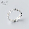 wholesale Metal Material S925 Sterling Silver Natural Fashion Hollow-out Five-pointed Star Ring for Women, Openable Adjustable Pinky Ring J0535-0-0