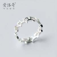 wholesale Metal Material S925 Sterling Silver Natural Fashion Hollow-out Five-pointed Star Ring for Women, Openable Adjustable Pinky Ring J0535-s925 silver ring Adjustable opening