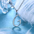 Metal Alloy Creative 26-Letter Simple Moissanite Necklace with Advanced Group Setting-0-8