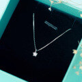 wholesale S925 silver necklace, fashionable Korean-style minimalist single diamond pendant necklace, wholesale sweet and elegant collarbone chain for women D1464-0-3