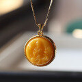 wholesale S925 silver natural Russian honey amber pendant, full honey chicken oil yellow amber, Zhajilamu new Chinese-style jewelry wholesale-0-0