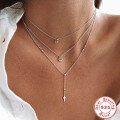 wholesale S925 Sterling Silver Y-Shape Bead Chain Cross Pendant Necklace,Ins-0-1