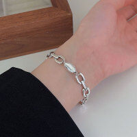 wholesale S925 Sterling Silver Extra Heavy Work Vintage Chain Bracelet for Women, Summer Minimalist Versatile Personality Hand Jewelry-Pure silver (17-18CM)