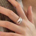 wholesale S925 Sterling Silver Sandblasted Irregular Ring for Women, Minimalist and Indie Style with a Subtle Cool Vibe, New Release-0-2