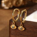 wholesale S925 Sterling Silver Evil Eye Hoop Earrings with Ear Clasps, Creative and Unique Trendy Eye Design, Niche and Artistic Earrings-0-1