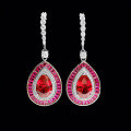 wholesale Sterling Silver Zhuo Zhifan Jewelry New 3ct Teardrop 8*12 Pigeon Blood Red High Carbon Diamond Earrings, European and American Ins Luxury Earrings-0-2