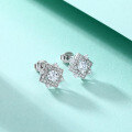 wholesale S925 Sterling Silver Floral Earrings in Light Luxury European and American Style, Fashionable Zirconia Full Diamond Four-Leaf Clover Stud Earrings for Women, High-End Feel Wholesale-0-3