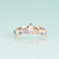wholesale S925 Sterling Silver with Natural Opal Inlaid V-Shape Rose Gold Row Ring Gemstone Ring-0-1