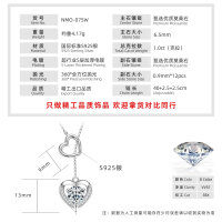 925 Silver Y-Tassel Pendant Necklace with Sparkling Moissanite Heart-Heart-shaped tassel pendant [White Gold]  925 Silver