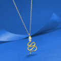 wholesale S925 Sterling Silver ZHUO ZHI FAN Green Eye Inlaid Diamond Serpent Necklace, Golden Sparkle, Light Luxury Design, Fashion Live-0-1