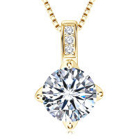 Sterling Silver Fashion Pendant Necklace with Moissanite-Round moissanite necklace [K gold] 9MM  925 silver