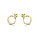 wholesale 14K gold-plated silver zircon circle earrings, Japanese minimalist and fresh OL-style jewelry wholesale-0-0