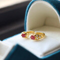 wholesale S925 gold-plated silver vintage natural ruby serpent earrings, minimalist and elegant gemstone earrings-0-0