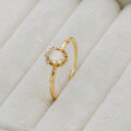 wholesale S925 silver plated with 14K gold, French vintage luxury-style white moonstone and white zircon ring-0-3