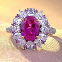 wholesale S925 Sterling Silver New 8*10 Oval Pink Diamond Ring for Women, Luxurious and Atmospheric Fashion Versatile Style-R619 Pink Diamond No. 5