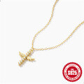 wholesale 925 Sterling Silver Cross Pendant with Diamond, Angel Wing Design, European and American Fashion, Small and Unique, Collarbone Chain-0-4