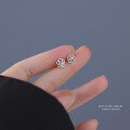 wholesale 999 Sterling Silver Zircon Rose Flower Earrings for women-0-2