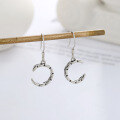 wholesale S925 Sterling Silver Korean-style Vintage Leaf Hollow-out Small Fresh RusticVersatile Earrings-0-1