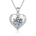 925 Silver 1-2-3 CT Moissanite Heart Pendant Necklace for Valentine's Day Wholesale-0-3