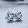 S925 Silver Wholesale Live Stream Source, NaturalBlue Water Jadeite Stud Earrings, Fresh Design-0-0