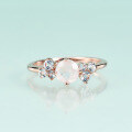 wholesale S925 sterling silver and rose gold plated natural moonstone ring, fashionable and luxurious-0-1