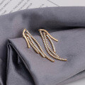 wholesale S925 silver plated with 14K gold and white zirconia chain clip-on earrings, wholesale jewelry-0-3