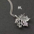 wholesale Metal material: 925 Sterling Silver Vintage antique sterling silver maple leaf necklace trendy fashion ins literary style leaf pendant necklace-0-0