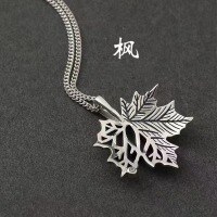 wholesale Metal material: 925 Sterling Silver Vintage antique sterling silver maple leaf necklace trendy fashion ins literary style leaf pendant necklace-xb1292-maple leaf vintage necklace