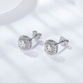 wholesale S925 Sterling Silver Luxury Square Package Moissanite Earrings with Ear Studs-0-2