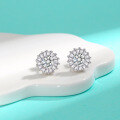 wholesale S925 Sterling Silver Moissanite Sunflower Stud Earrings, Versatile and Simple Fashion Earrings for Wholesale Live Streaming-0-1