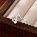 wholesale 925 Sterling Silver Openwork Cat Paw Print Dog Paw Print Toe Ring Adjustable Tail Ring Women's Knuckle Ring-0-0