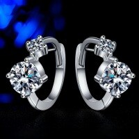 S925 Sterling Silver Moissanite Cross-Border Stud Earrings, Classic Four-Prong-[5A Zircon]  925 Silver [Rose Champagne]